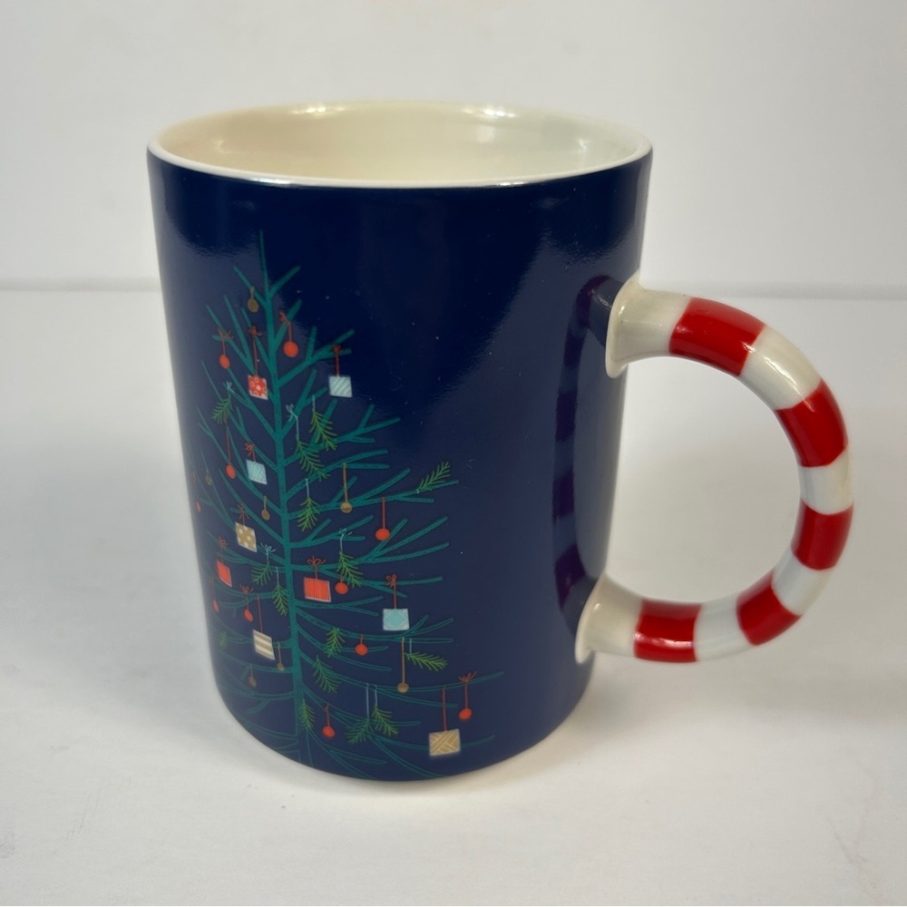 Starbucks Blue Green Christmas Tree with Ornaments Tea Coffee Mug 12 oz (C170)